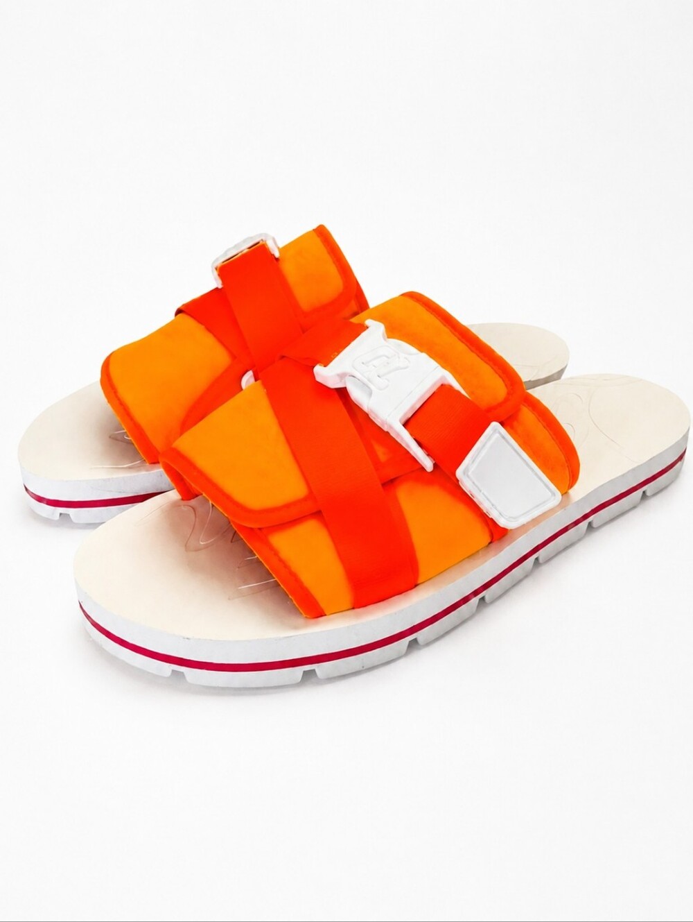 CHRISTIAN LOUBOUTIN | NWOT Neon Orange Slide Sandals in Size EU 44 / US 11